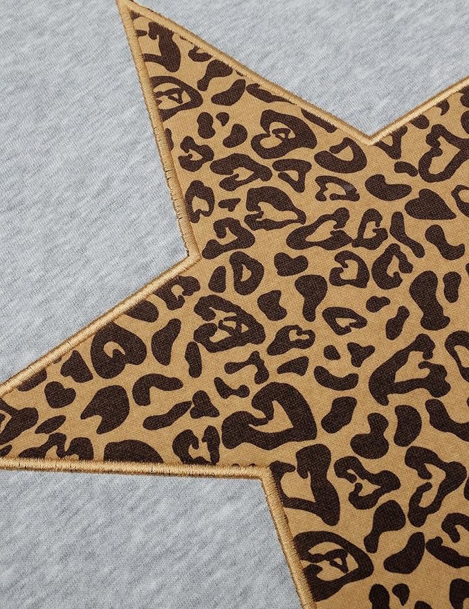 Rhinestone Hoodies Leopard Print Star Hoodie Graphic Hooded Pullover Streetwear 2025 Trendy Off - view 4