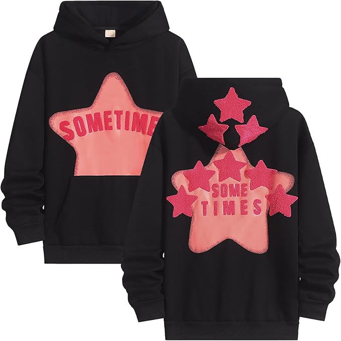 Womens Graphic Hoodies Star Print Pullover Sweaters Cute Sweatshirt Casual Tops - view 2