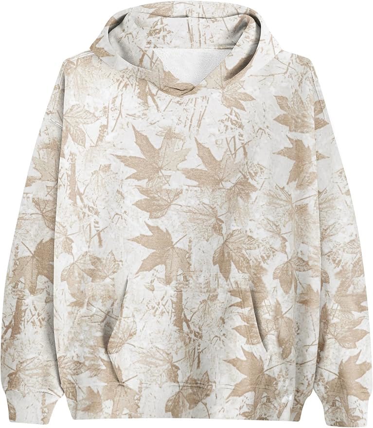 Women’s Camouflage Hoodie | Oversized Long Sleeve Drop Shoulder Fleece Sweatshirt with Pocket - view 3