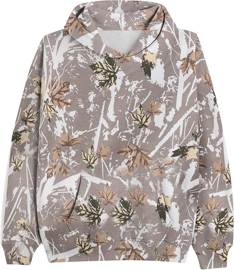 Women’s Camouflage Hoodie | Oversized Long Sleeve Drop Shoulder Fleece Sweatshirt with Pocket - view 4