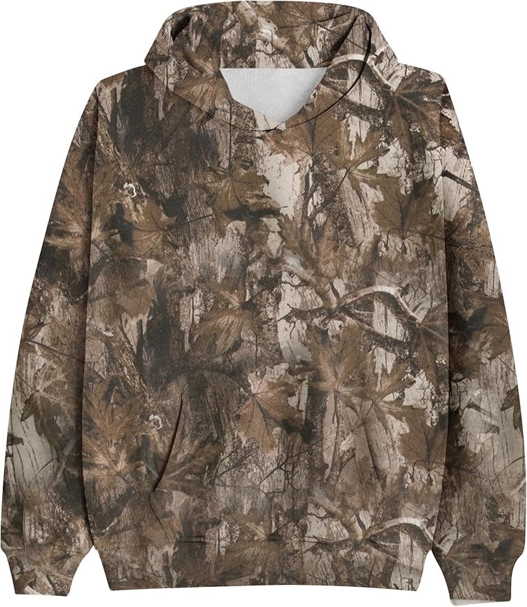 Women’s Camouflage Hoodie | Oversized Long Sleeve Drop Shoulder Fleece Sweatshirt with Pocket - view 6