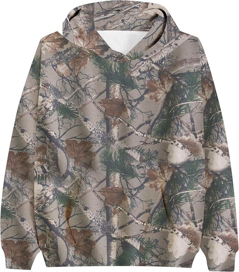 Women’s Camouflage Hoodie | Oversized Long Sleeve Drop Shoulder Fleece Sweatshirt with Pocket - view 7