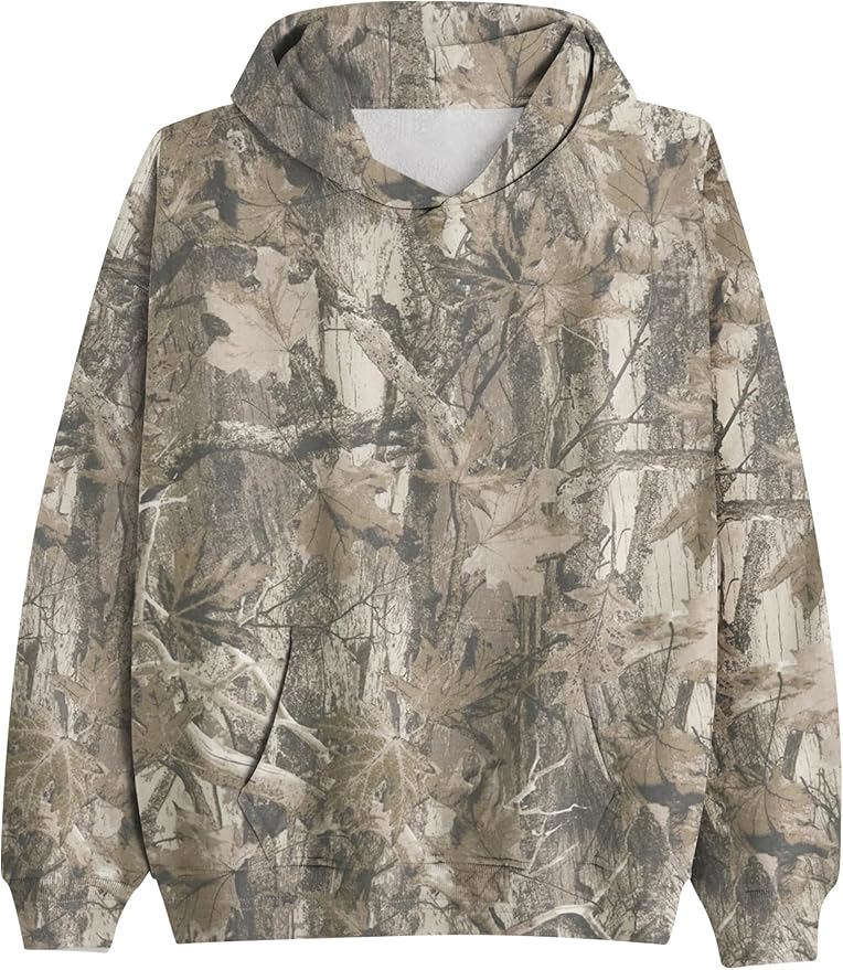 Women’s Camouflage Hoodie | Oversized Long Sleeve Drop Shoulder Fleece Sweatshirt with Pocket - view 8