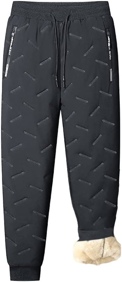 Men’s Sherpa Lined Joggers – Warm Fleece Sweatpants with Zipper Pockets, Thermal Winter Active Pants