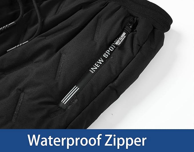 Men’s Sherpa Lined Joggers – Warm Fleece Sweatpants with Zipper Pockets, Thermal Winter Active Pants - view 3