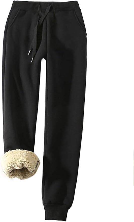Women’s Sherpa Lined Fleece Joggers – Warm Athletic Sweatpants for Winter