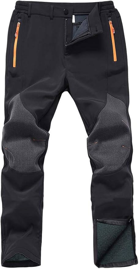  Men’s Waterproof Hiking Ski Pants – Fleece Lined Softshell Snowboard Pants for Cold Weather