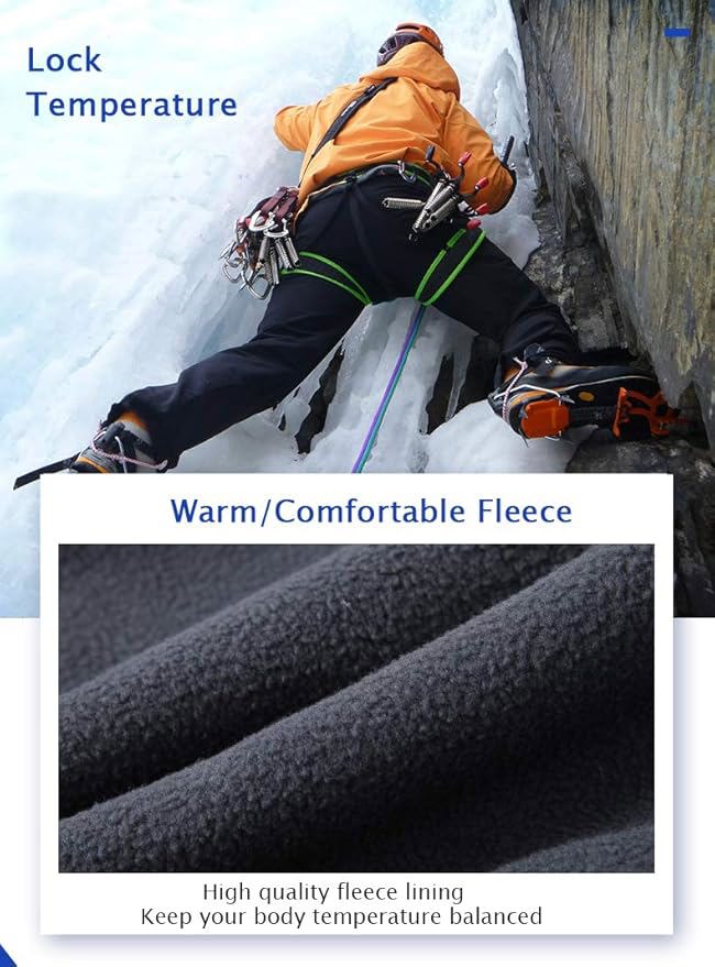  Men’s Waterproof Hiking Ski Pants – Fleece Lined Softshell Snowboard Pants for Cold Weather - view 4