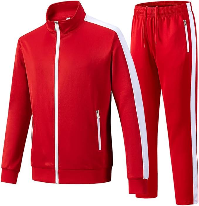  Men’s Sportswear Tracksuit – 2-Piece Athletic Sweatsuit with Full Zip