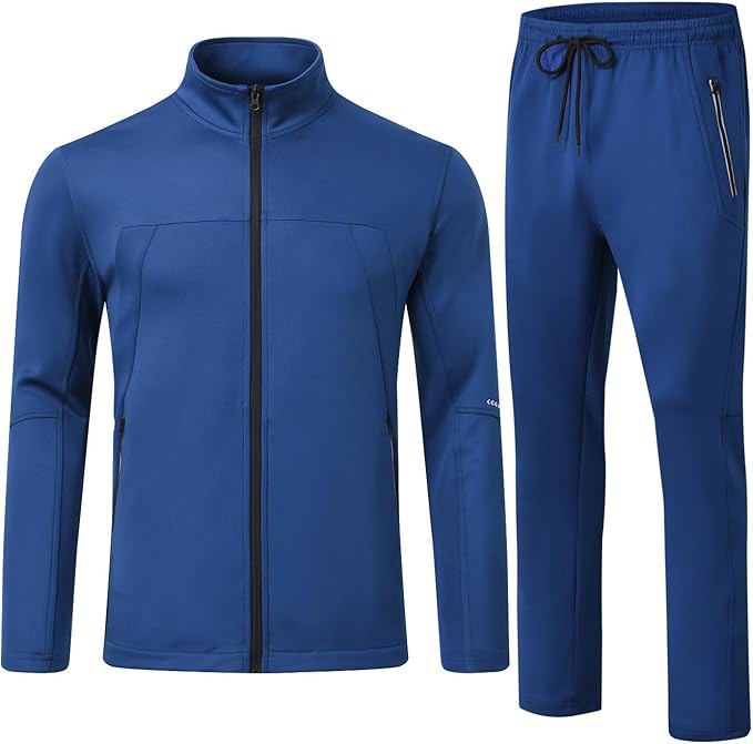 Men’s 2-Piece Tracksuit Set – Full Zip Athletic Jogging Suit for Sports & Casual Wear