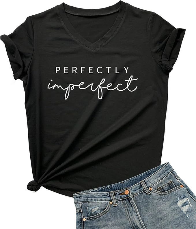 Womens V-Neck Letter Print T-Shirt Funny Graphic T Shirt Short Sleeve Tops