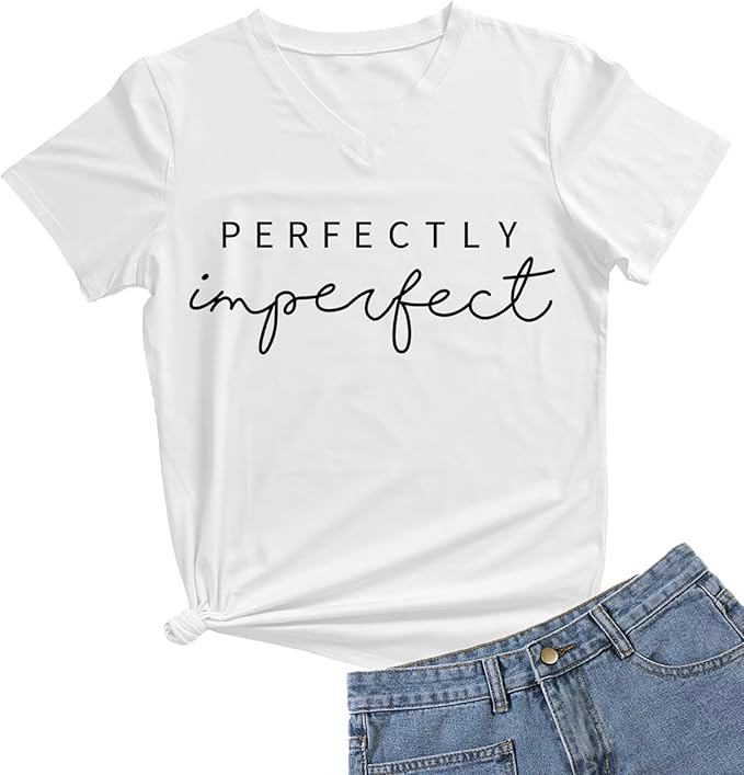 Womens V-Neck Letter Print T-Shirt Funny Graphic T Shirt Short Sleeve Tops - view 4