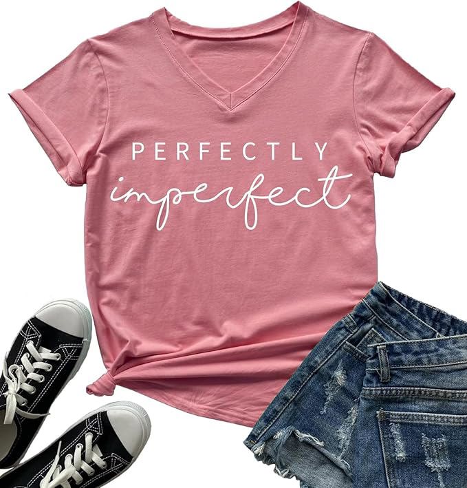 Womens V-Neck Letter Print T-Shirt Funny Graphic T Shirt Short Sleeve Tops - view 5