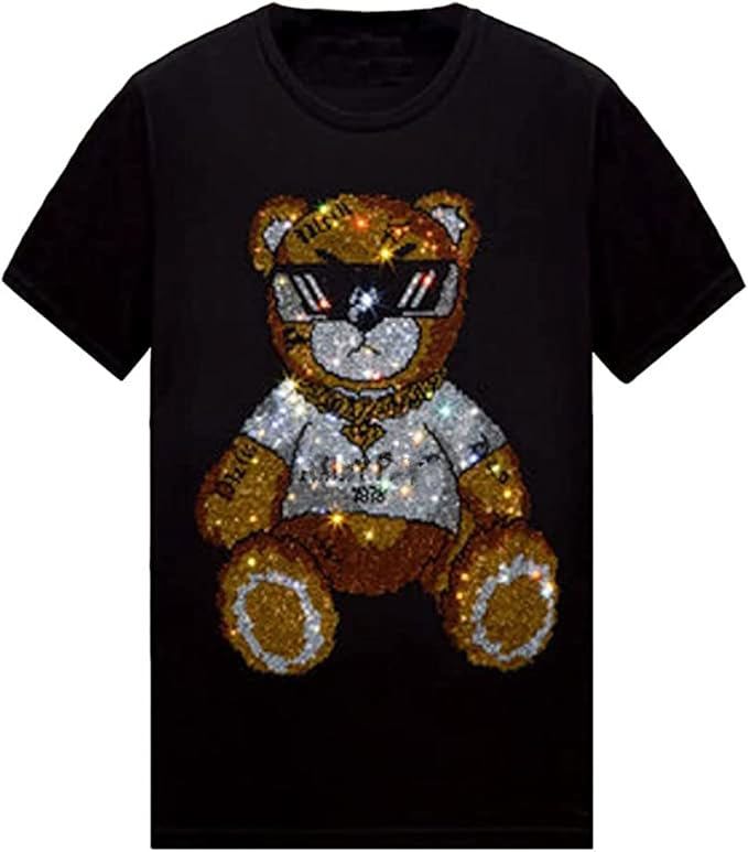Rhinestone Graphic Tee for Men & Women – Sparkly Gemstone Bling T-Shirt, Short Sleeve Festival Style