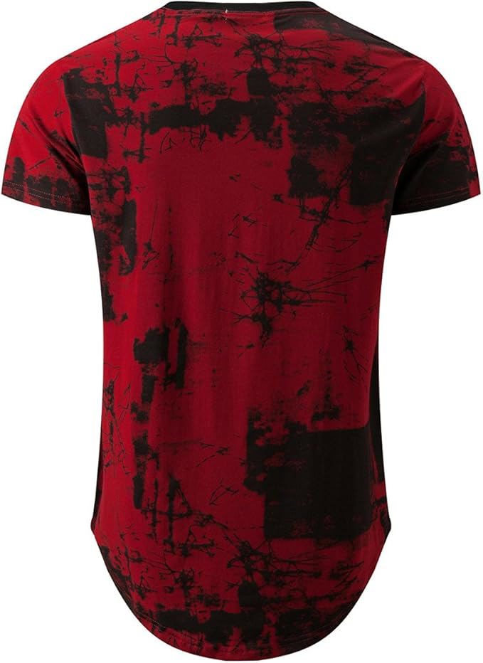 Men’s Hipster Hip Hop Ripped Round Hemline Pattern Print T-Shirt Trendy - view 2