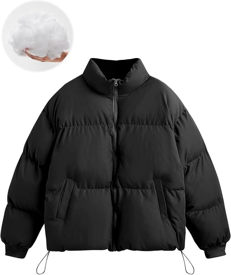 Trendy Oversized Quilted Puffer – Cropped Warm Winter Jacket
