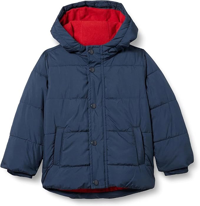 Toddler Boys’ Hooded Puffer Jacket – Heavyweight, Water-Resistant Winter Coat