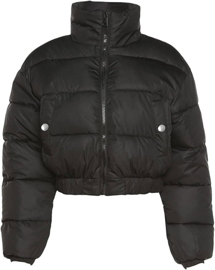 Women’s Short Quilted Puffer Coat – Trendy Cropped Winter Jacket/ Puffer - Jacket - view 2