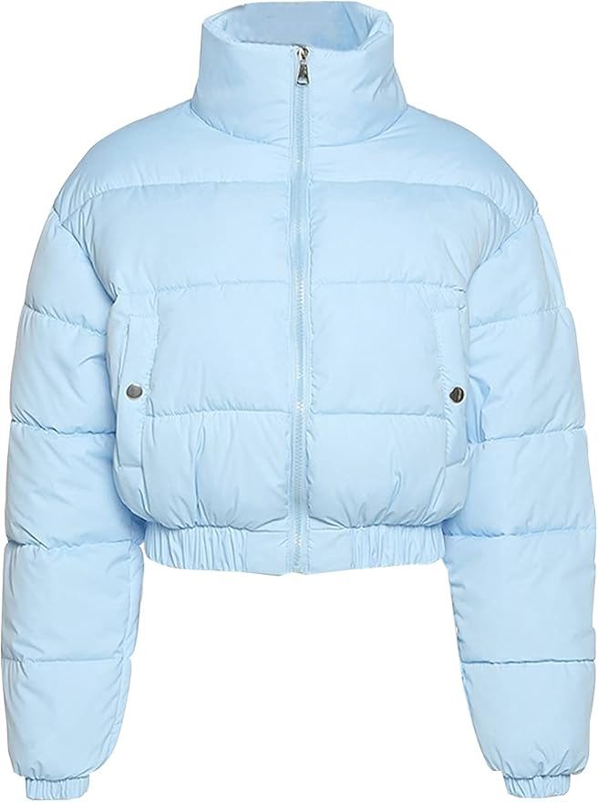 Women’s Short Quilted Puffer Coat – Trendy Cropped Winter Jacket/ Puffer - Jacket - view 3