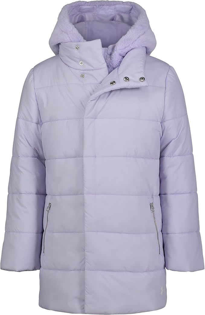 Girls’ Quilted Hooded Puffer Jacket with Front Pockets – Mid-Weight & Water-Repellent