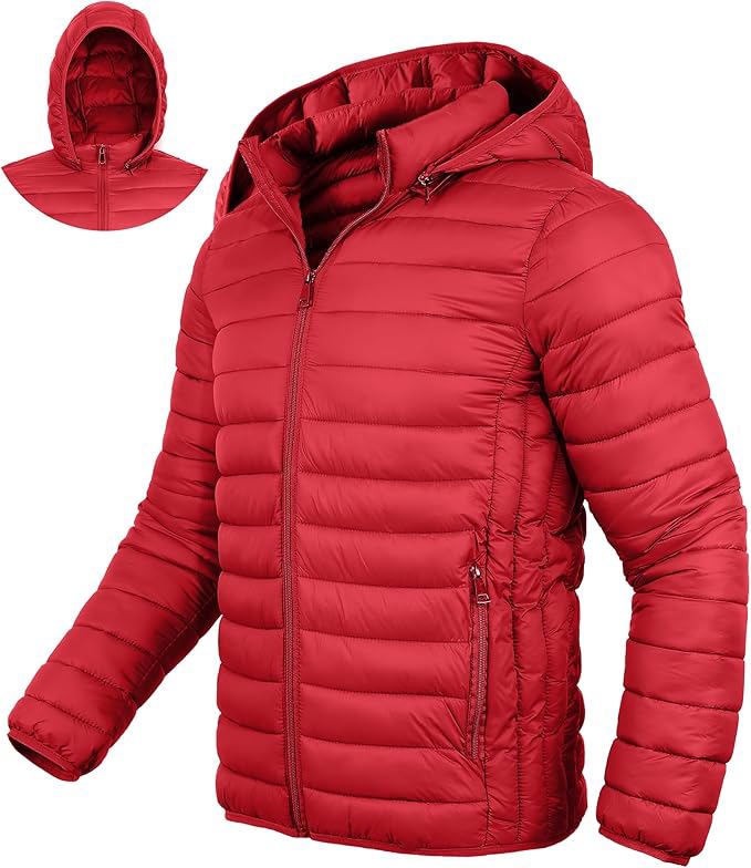 Lightweight Hooded Down Puffer Jacket – Packable Winter Coat