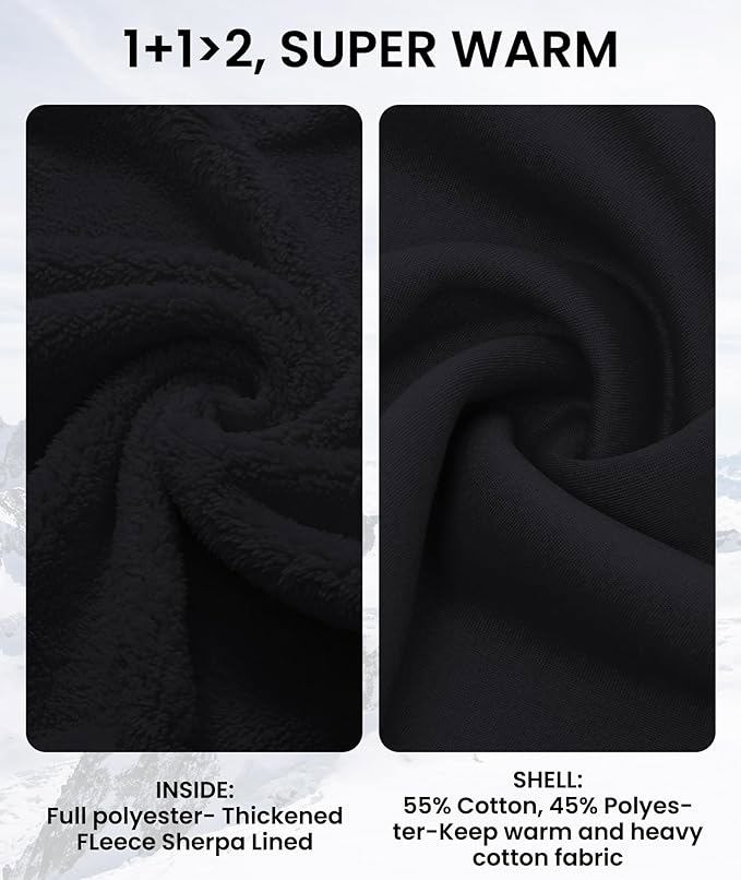 Men’s Heavyweight Sherpa-Lined Fleece Sweatshirt – Full Zip Warm Winter Hoodie