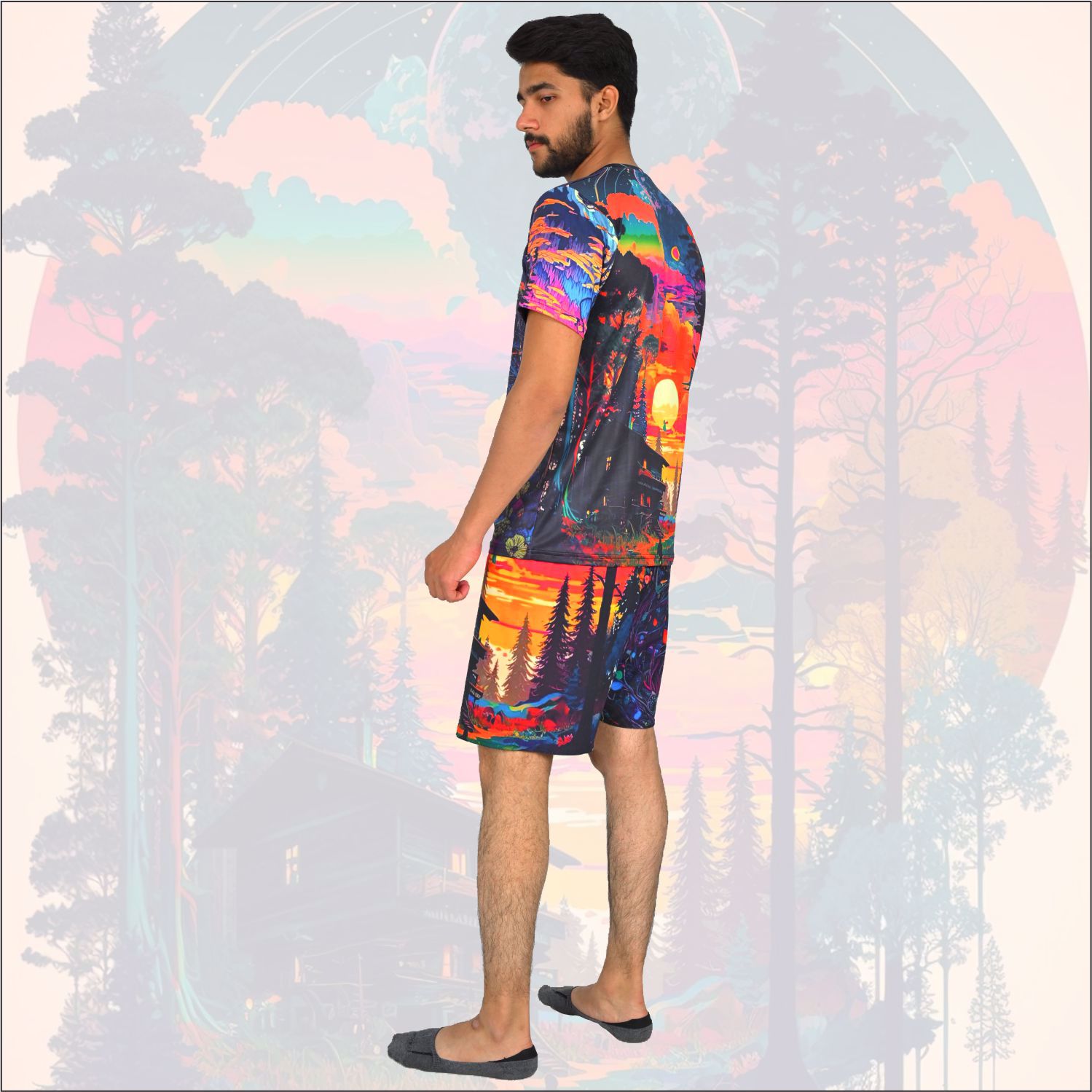 Custom Summer Two Piece Set Printed Men's Tracksuit T-Shirt Shorts Set Round Neck Breathable wear    - view 2