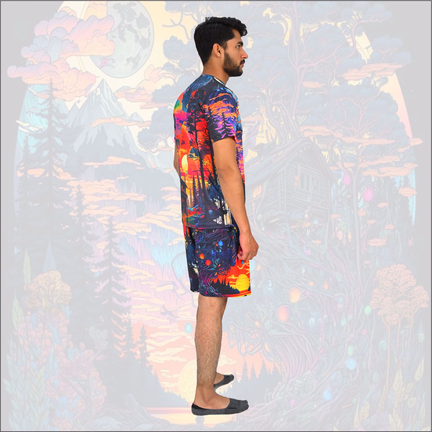 Custom Summer Two Piece Set Printed Men's Tracksuit T-Shirt Shorts Set Round Neck Breathable wear    - view 7