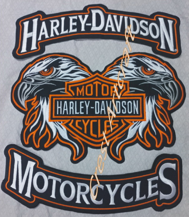 HARLEY ROCKERS WILLIE G. Eagle Motorcycle Jacket/Vest BACK PATCH large 3 pcs Set