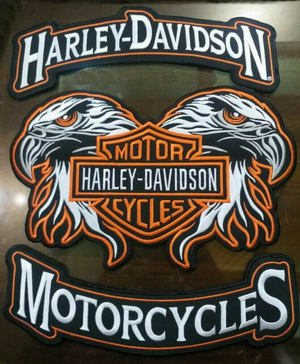HARLEY ROCKERS WILLIE G. Eagle Motorcycle Jacket/Vest BACK PATCH large 3 pcs Set - view 2