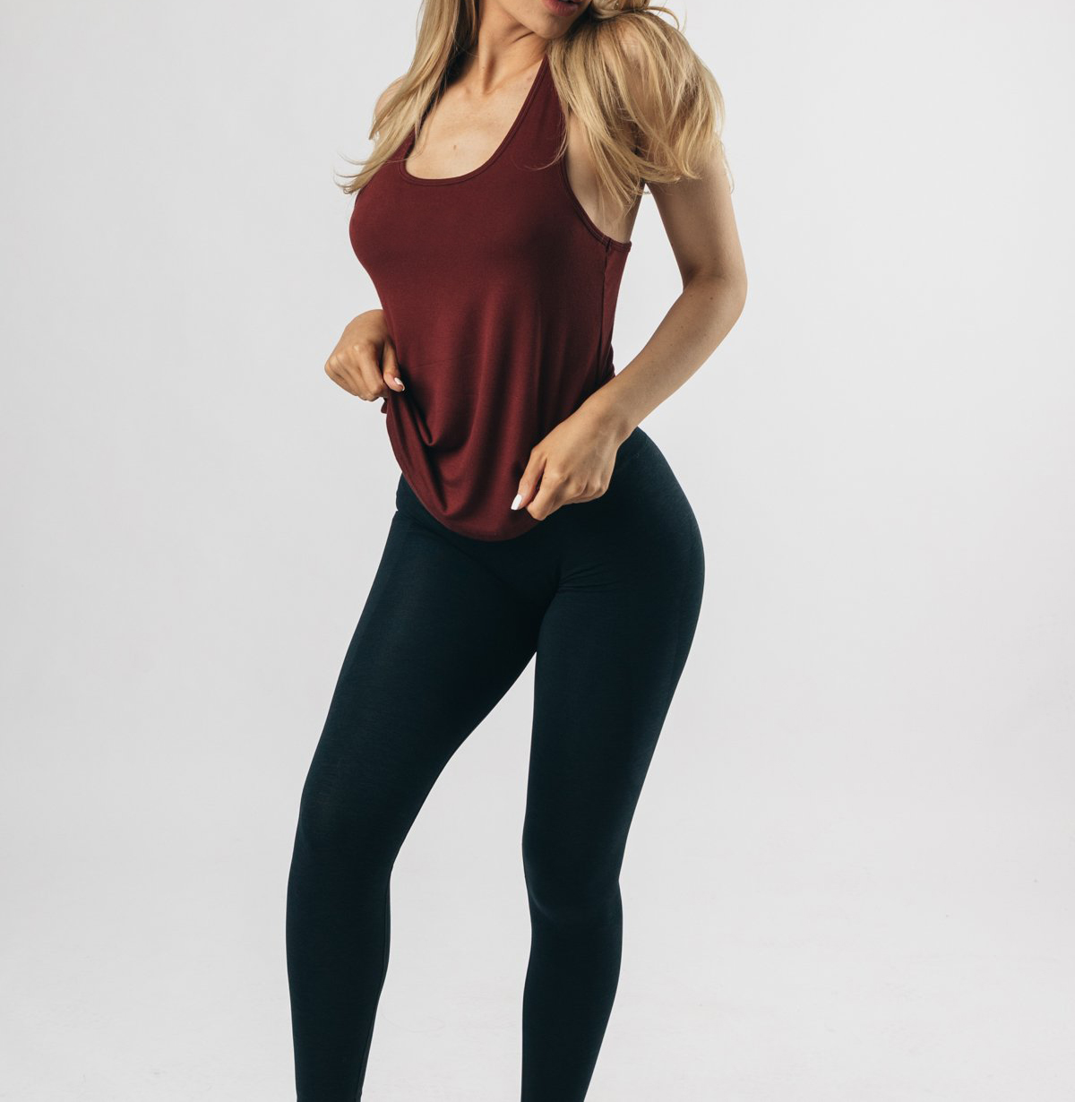 Womens Yoga Tank Tops Loose Fit Maroon - view 9