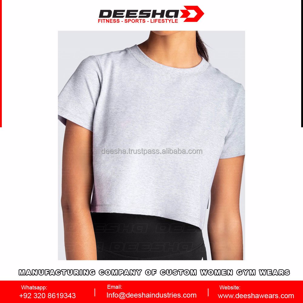 Women Crop Tops T-Shirt Grey - view 2