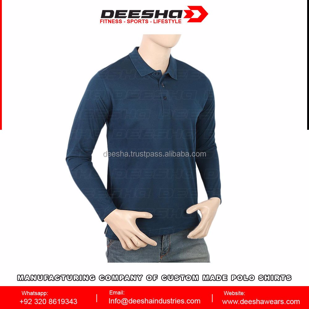  Men's Full Sleeves Plain Polo T-Shirt - Steel Blue - view 2