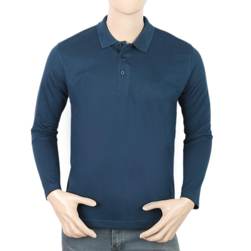  Men's Full Sleeves Plain Polo T-Shirt - Steel Blue - view 3