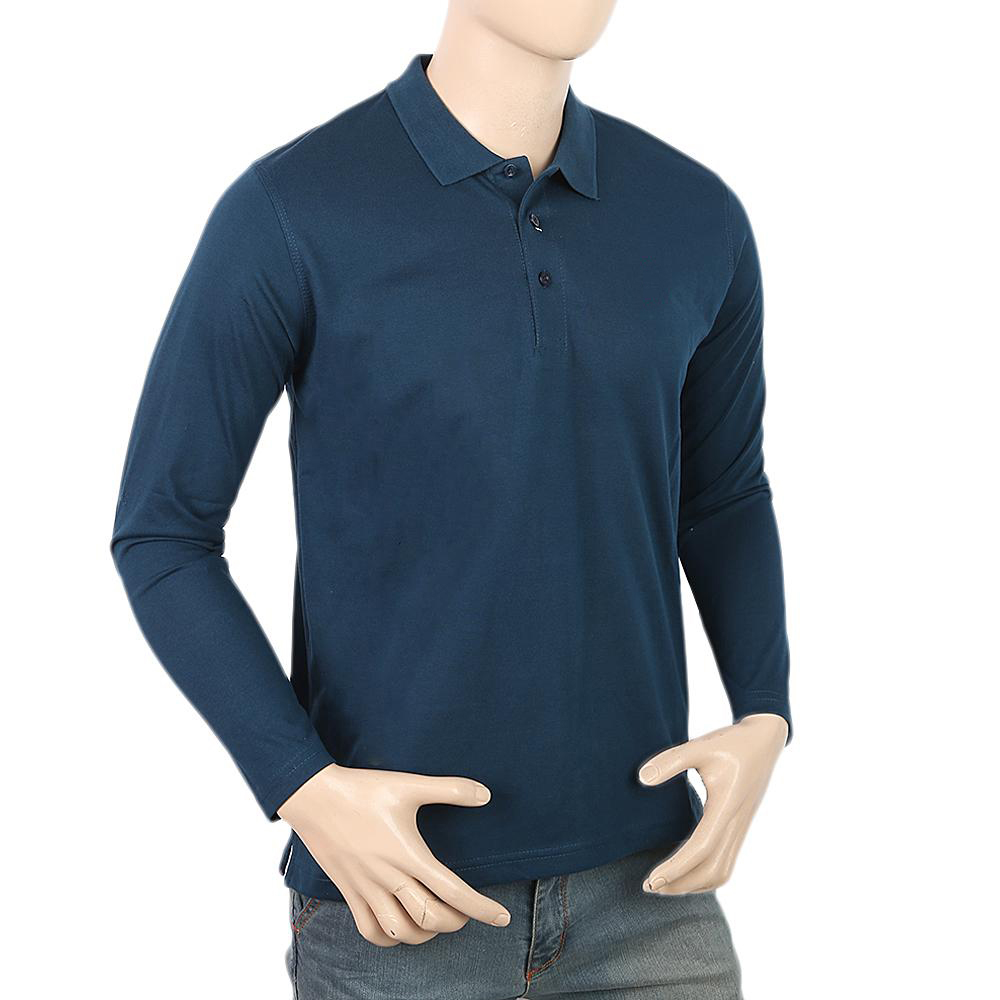  Men's Full Sleeves Plain Polo T-Shirt - Steel Blue - view 4