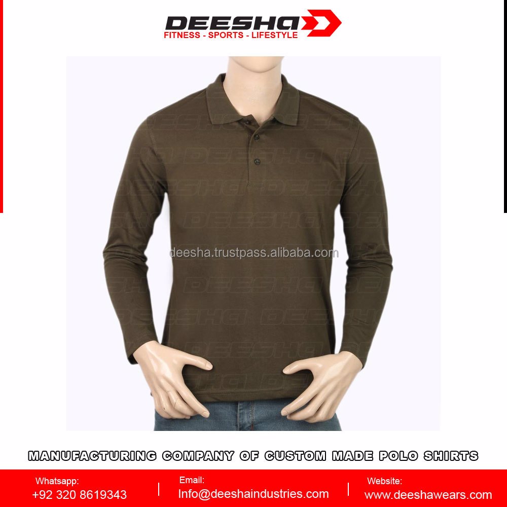  Men's Full Sleeves Plain Polo T-Shirt - Dark Green 