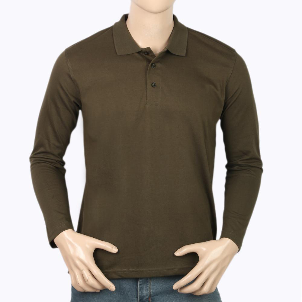  Men's Full Sleeves Plain Polo T-Shirt - Dark Green  - view 3