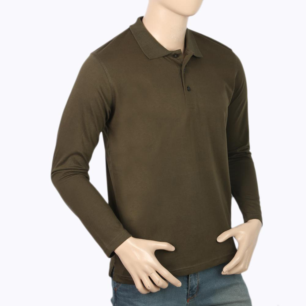  Men's Full Sleeves Plain Polo T-Shirt - Dark Green  - view 4