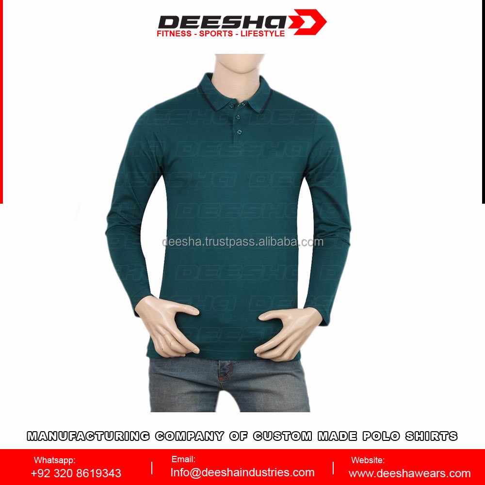 Men's Eminent Full Sleeves Polo T-Shirt - Steel Blue