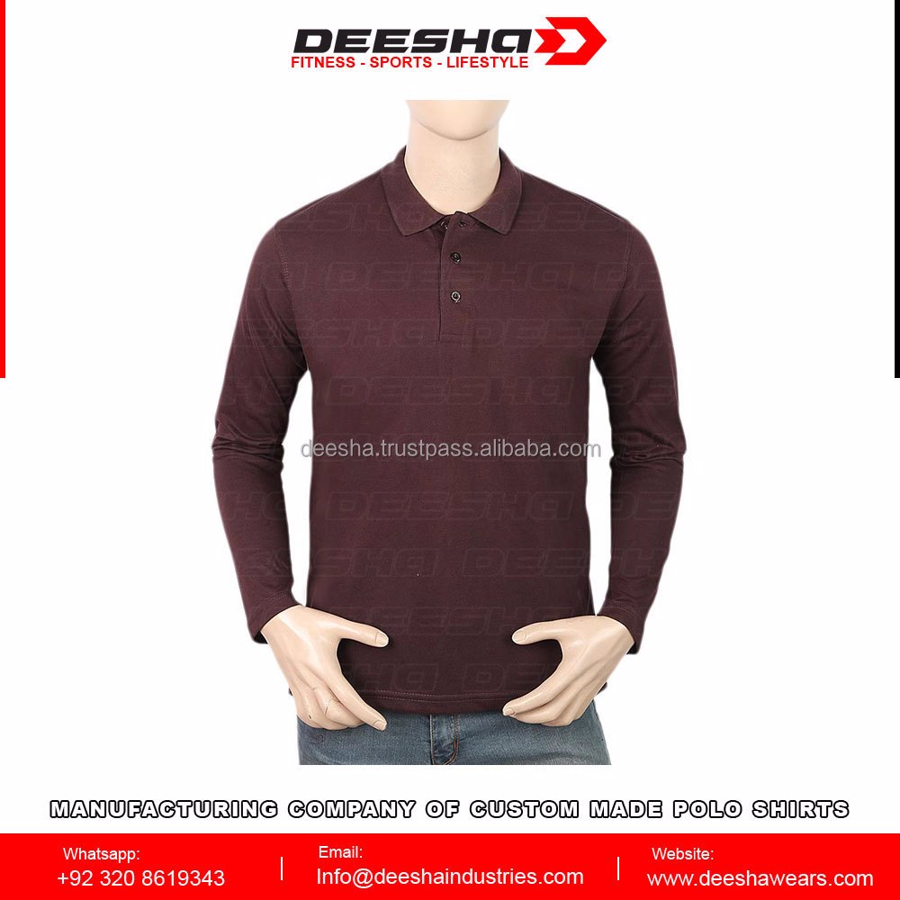  Men's Full Sleeves Plain Polo T-Shirt - Dark Purple  - view 2