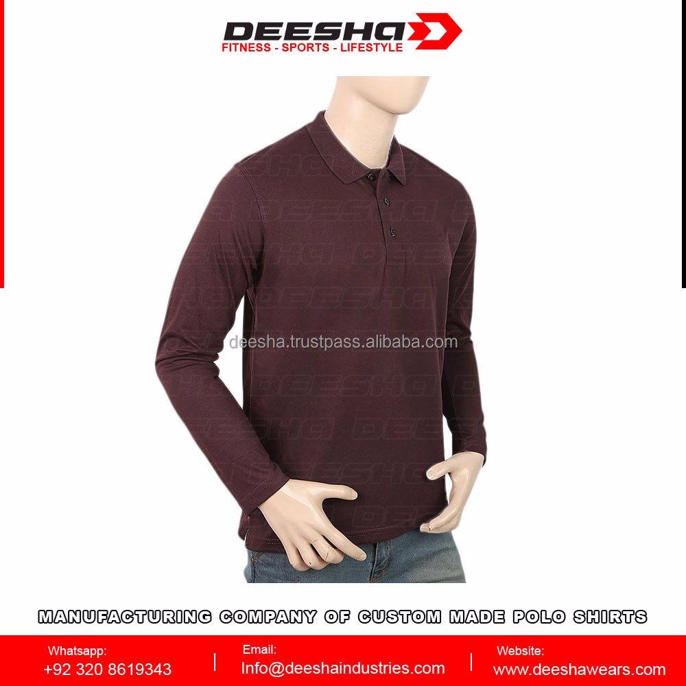  Men's Full Sleeves Plain Polo T-Shirt - Dark Purple  - view 3