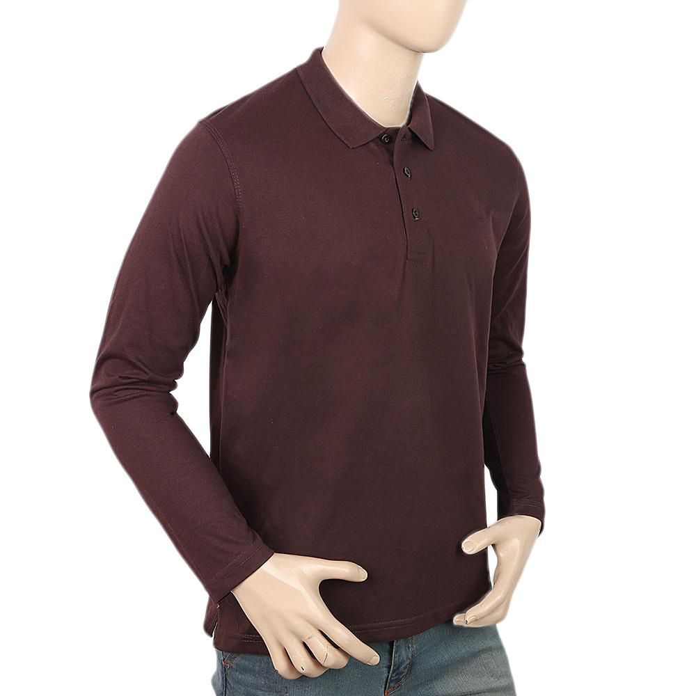  Men's Full Sleeves Plain Polo T-Shirt - Dark Purple  - view 7