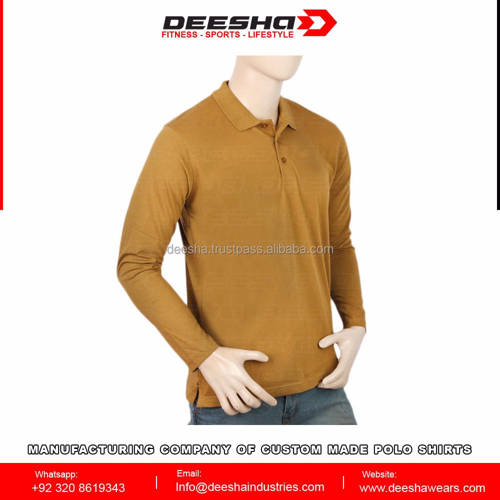  Men's Full Sleeves Plain Polo T-Shirt - Camel 