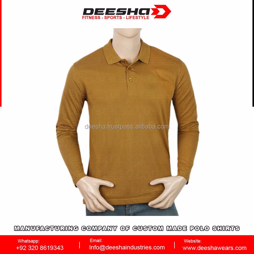  Men's Full Sleeves Plain Polo T-Shirt - Camel  - view 2