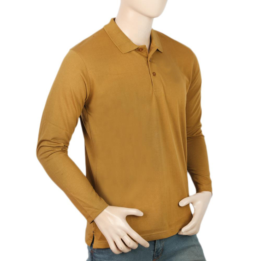  Men's Full Sleeves Plain Polo T-Shirt - Camel  - view 7