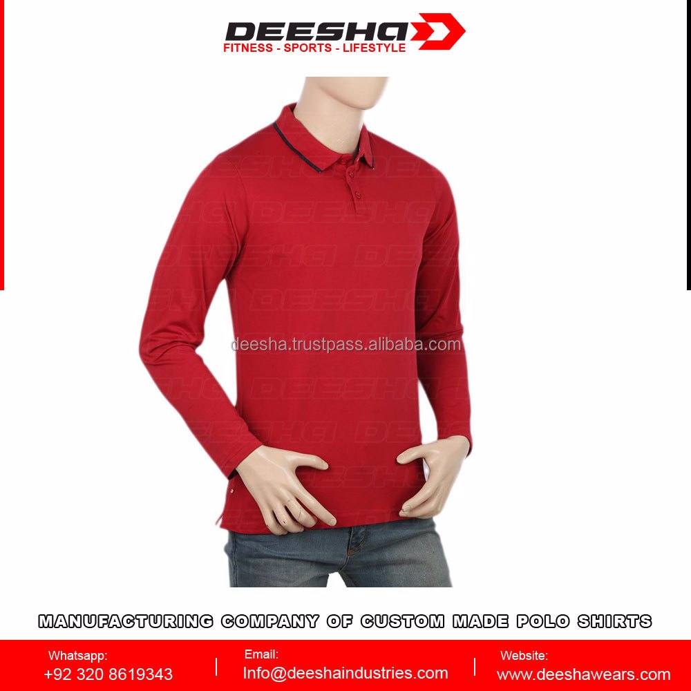 Men's Eminent Full Sleeves Polo T-Shirt - Red