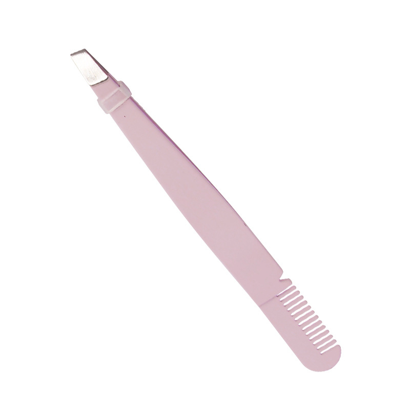 Professional Eyebrow Tweezer with Eyebrow Brush Comb Stainless Steel Eyelashes Extension Tweezers