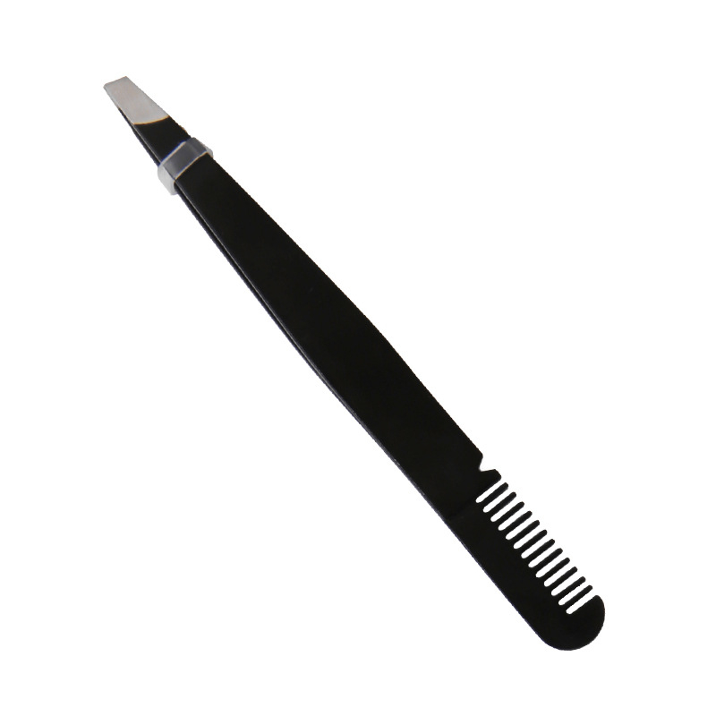 Professional Eyebrow Tweezer with Eyebrow Brush Comb Stainless Steel Eyelashes Extension Tweezers - view 2