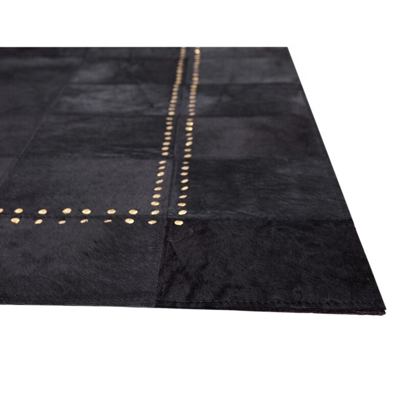 Riveted Cowhide Black Rug New Design Modern Qualitative Rug Unique Only Made in Pakistan work of art