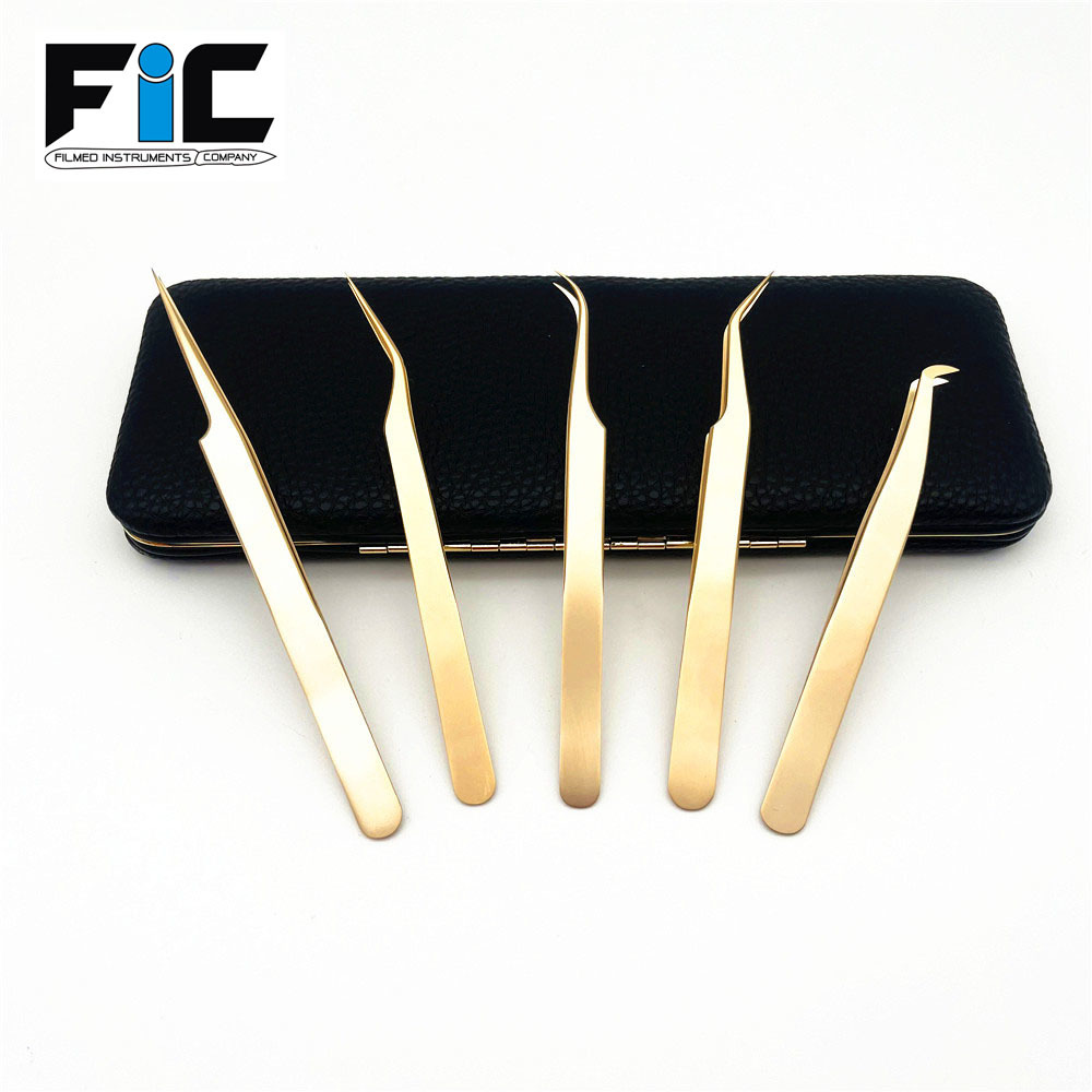 High Quality Custom Logo Stainless Steel Gold Eyelash Extension Applicator Tweezers Set Custom Logo - view 2